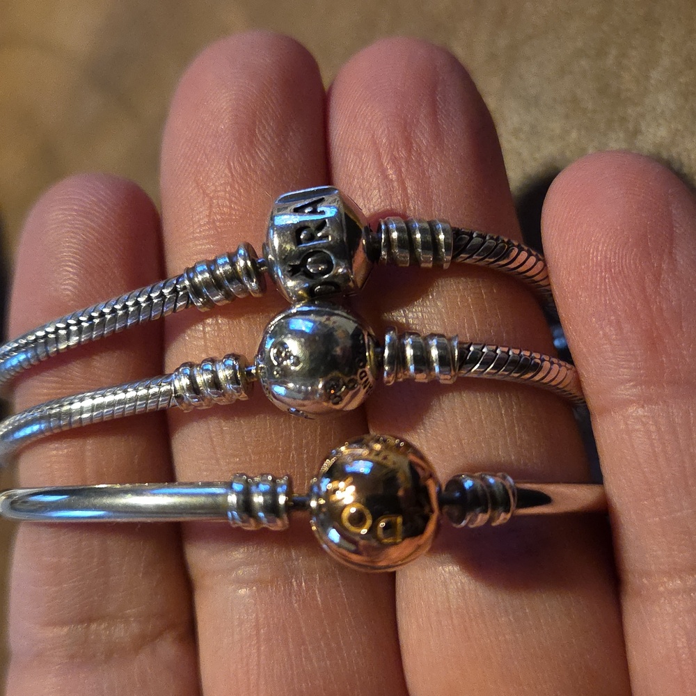 3 Pandora Bracelet Bundle Size 6.7 in/ 17 cm - Picture 2 of 14